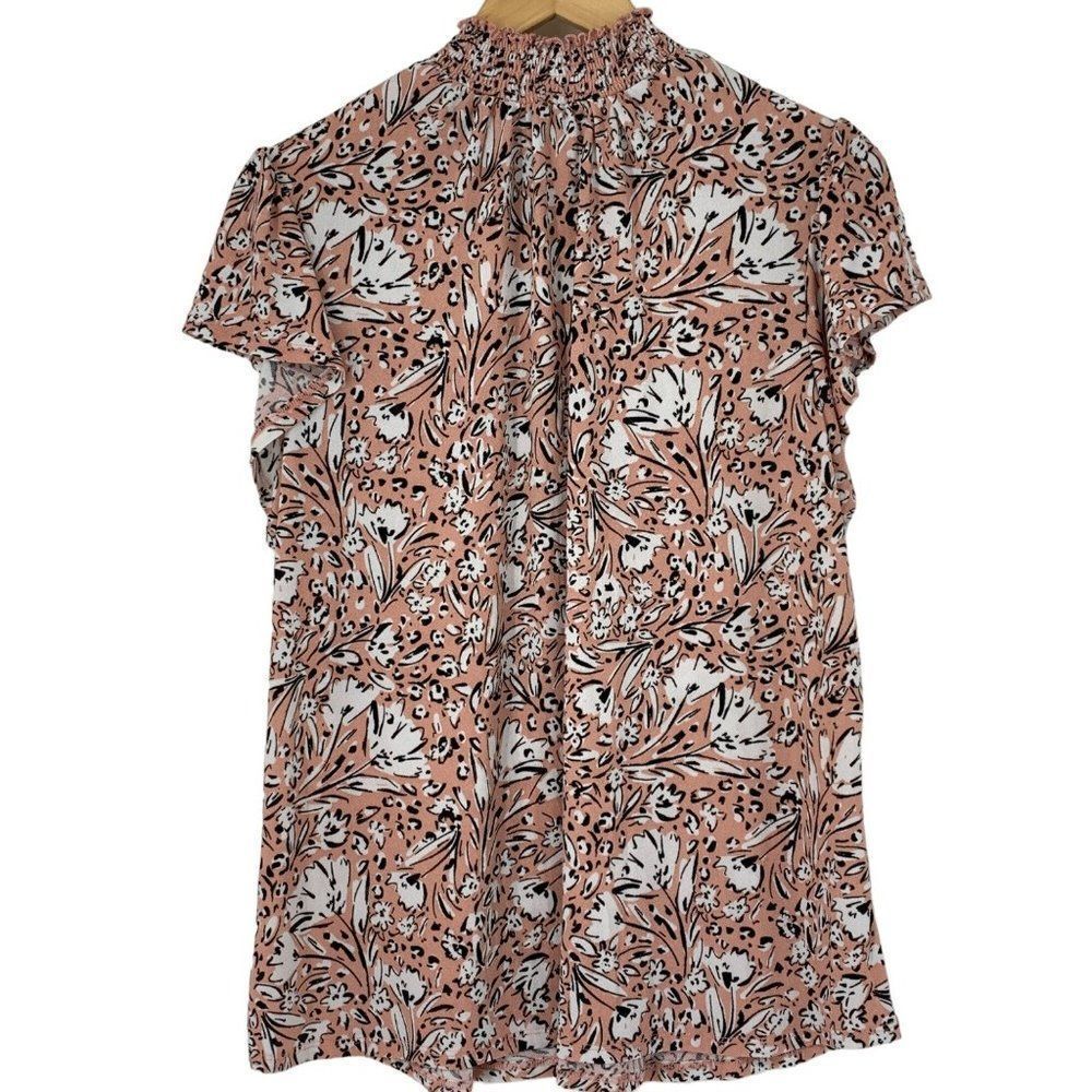 Adrienne Vittadini Charm Keyhole Smock Neck Size 2X Knit Butterfly Top 3710